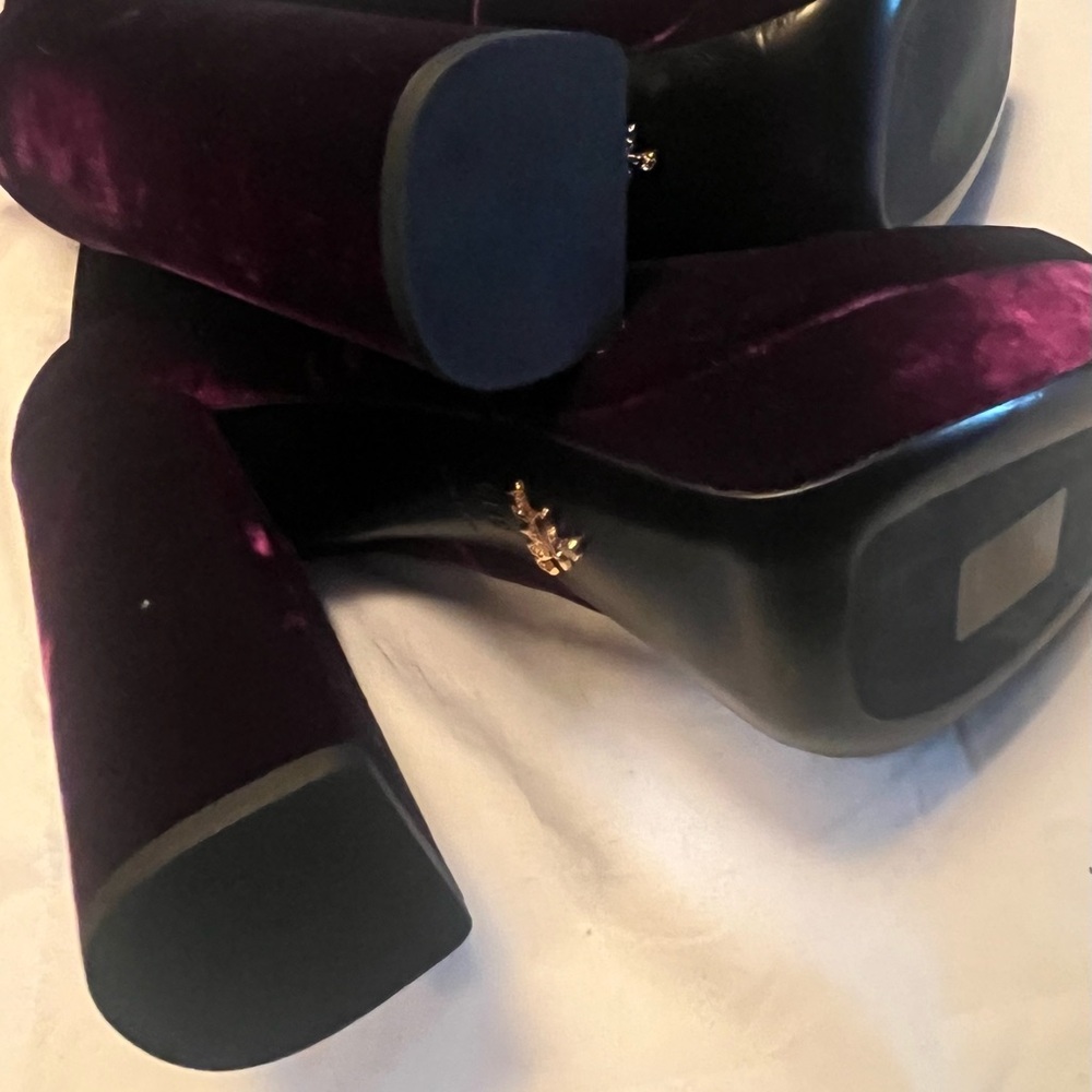 PRADA Velvet Platform Ankle Boots-Magenta/Burgundy Velvet - Size 38.5 EU - Never - Picture 5 of 9